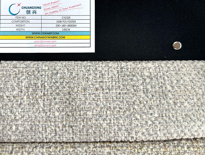 Linen type cloth bonded sofa upholstery velvet fabric CX2321